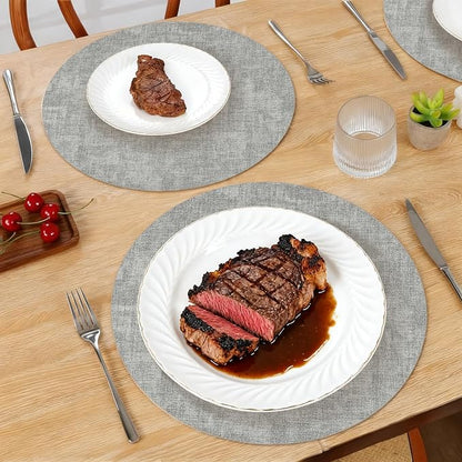 Maxpearl Faux Leather Round Placemats Set of 6, 13.8 inch, Heat Resistant - Image 8