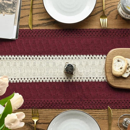 Artoid Mode Red Farmhouse Woven Table Runner 12x72 Inch | Holiday Rustic - Image 3