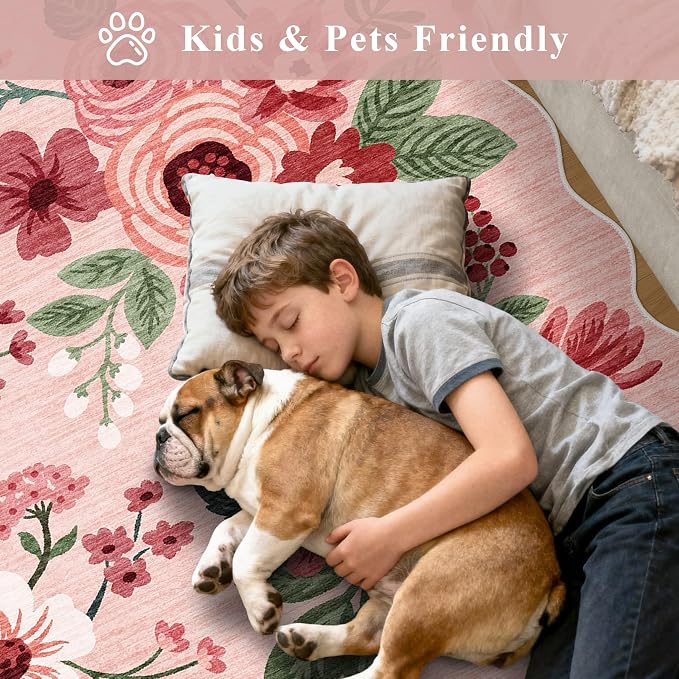 DUKINO 3x5 Area Rug, Floral Non-Slip Indoor Washable Rug - Image 4