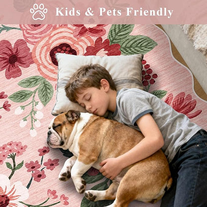 DUKINO 3x5 Area Rug, Floral Non-Slip Indoor Washable Rug - Image 4