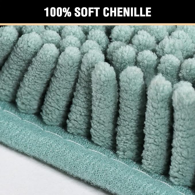 H.VERSAILTEX Bath Mat Bathroom Non Slip Extra Thick Chenille Rug 17" x 24" - Image 3