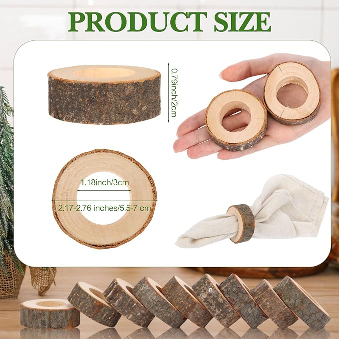 LemonRoad Set of 100 Wooden Napkin Ring Handcrafted Wooden Napkin Holder Rustic - Image 3