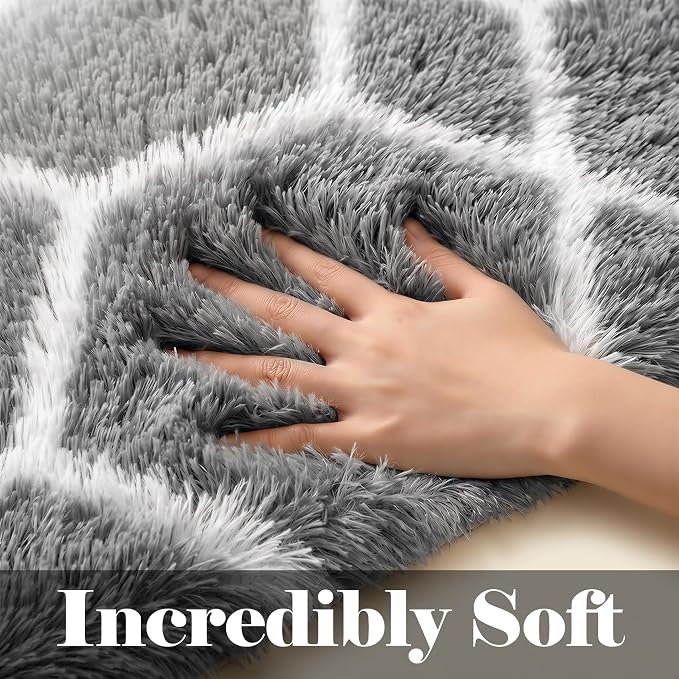 ONASAR 8x10 Area Rugs for Living Room, Fluffy Grey and White Bedroom Rug - Image 2