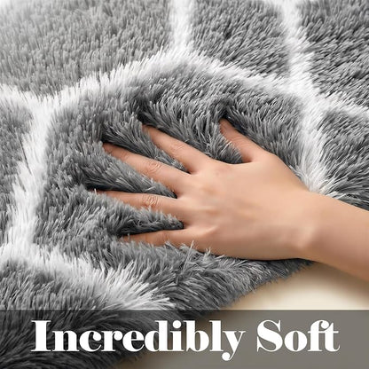 ONASAR 8x10 Area Rugs for Living Room, Fluffy Grey and White Bedroom Rug - Image 2