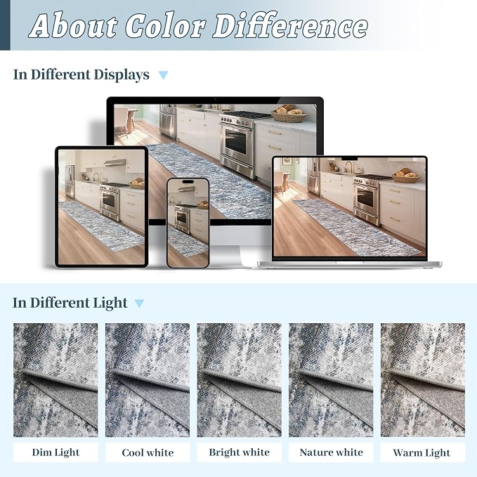 Runners for Hallways Ultra Non-Slip 2x8 Washable Kitchen Rug Abstract Tear and - Image 5
