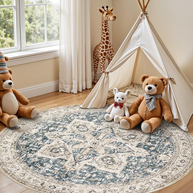 Tortania 5' Round Area Rug Living Room Rugs - Image 4