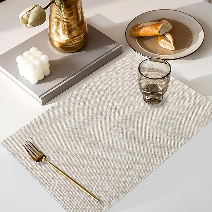Vinyl Placemats Set of 8, PVC Woven Washable Non-Slip Table Mats, Heat - Image 5