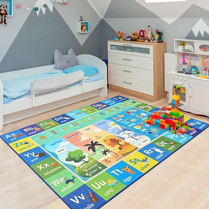 Macgace ABC Kids Rug for Playroom, 4x6 Washable Classroom Area Rugs, Toddler - Image 3