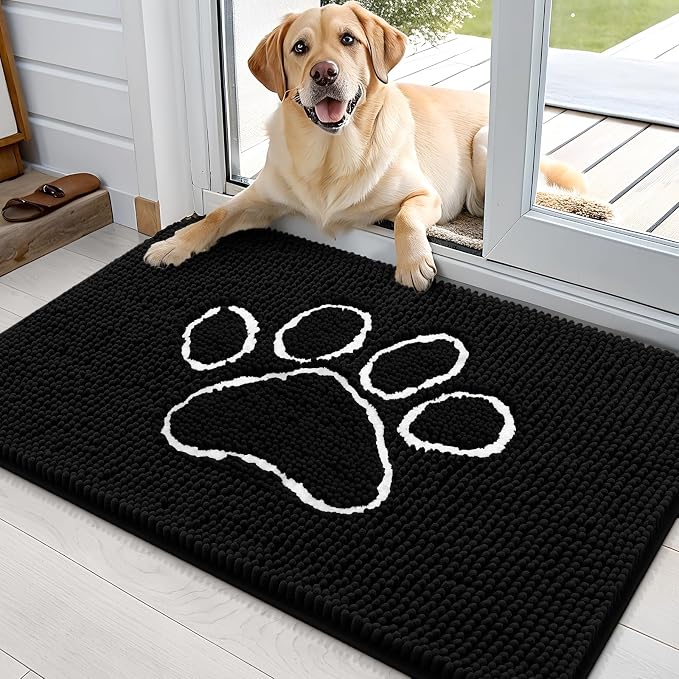 OLANLY Dog Door Mat for Muddy Paws 35x24, Paw Print Design, Absorbs Moisture by OLANLY