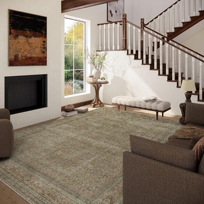 Washable Area Rugs for Living Room: 6x9 Bedroom Rug Boho Vintage Rugs Stain - Image 2