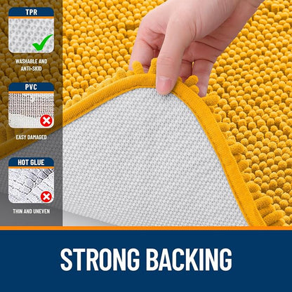 OLANLY Large Bathroom Rugs 45x27, Soft Absorbent Chenille Bath Rugs, Rubber - Image 6
