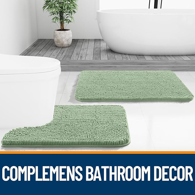 OLANLY Bathroom Runner Rugs 47x17, Soft Absorbent Chenille Bath Rugs, Rubber - Image 7