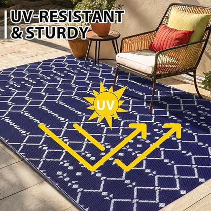 Smiry Outdoor Rug 6x9 ft, Waterproof Reversible Plastic Straw Rugs, Boho - Image 5