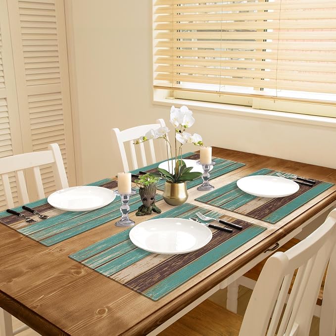 Emvency Farmhouse Placemats Set of 4, 12x18 Inch, Vintage Art | Green Art - Image 5