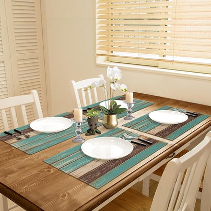 Emvency Farmhouse Placemats Set of 4, 12x18 Inch, Vintage Art | Green Art - Image 5