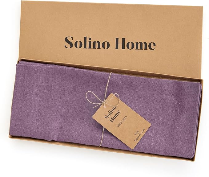 Solino Home 100% Pure Linen Table Runner Mulberry Long, Fete 14 x 108 in | - Image 5