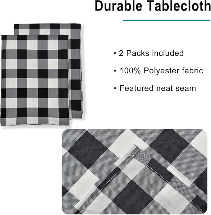 Buffalo Plaid Tablecloth, 2 Pack, 54 x 54 inch, Stain and Wrinkle Resistant - Image 3