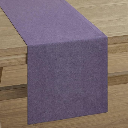 Basic Linen Style Table Runner, 14x36 Inch Purple | Mitered Corner Design - Image 7