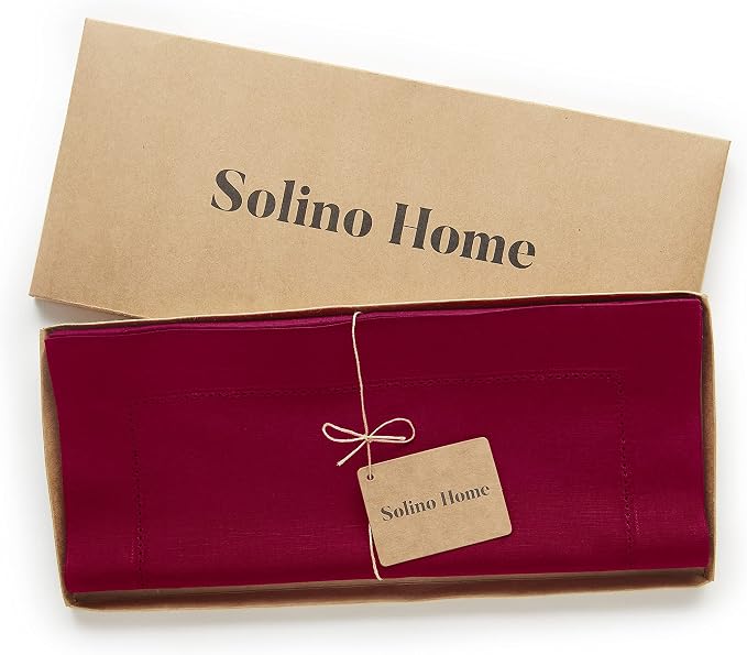 Solino Home Cotton Linen Table Runner Red, Hemstitch Collection 14 x 108 in | - Image 4