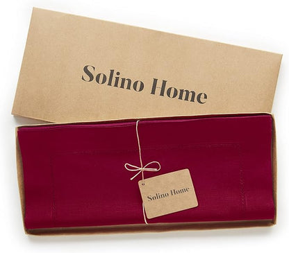 Solino Home Cotton Linen Table Runner Red, Hemstitch Collection 14 x 108 in | - Image 4