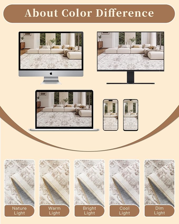 Madane 9x12 Area Rugs for Living Room, Machine Washable Rug - Image 8