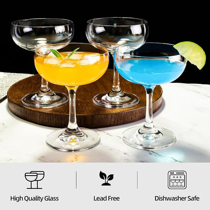 Champagne Glasses Set of 6-7oz Elegant Coupe Glasses, Crystal Cocktail Glasses - Image 4