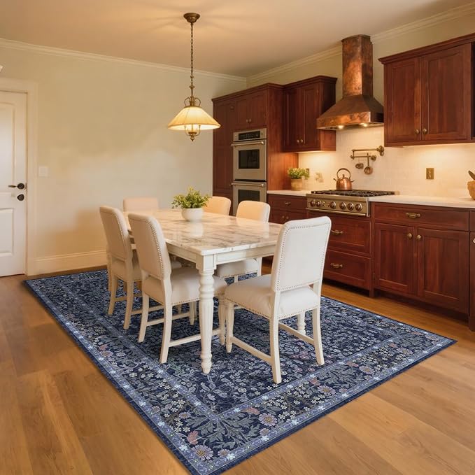 5x7 Washable Area Rugs for Living Room, Stain Resistant Vintage Rugs for Dining - Image 3