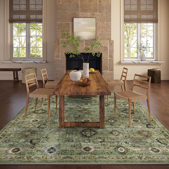 Washable Area Rugs for Living Room: 8x10 Rug Boho Vintage Rugs Stain Resistant - Image 5