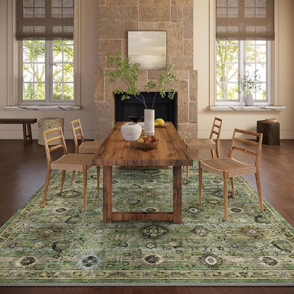 Washable Area Rugs for Living Room: 8x10 Rug Boho Vintage Rugs Stain Resistant - Image 5