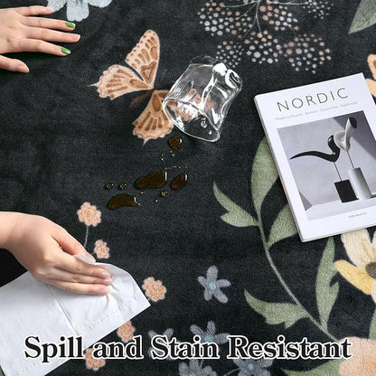 Lahome Floral Washable Rugs for Bedroom, 4X6 Living Room Rug Ultra-Thin - Image 7