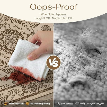 HUGEAR 5x7 Vintage Jute Outdoor Indoor Rug Washable Linen Textured Weave High - Image 4