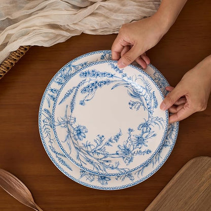Bico Blue Garden Toile De Jouy Salad Plates Set of 4, 8.75 Inch Ceramic Dessert - Image 6