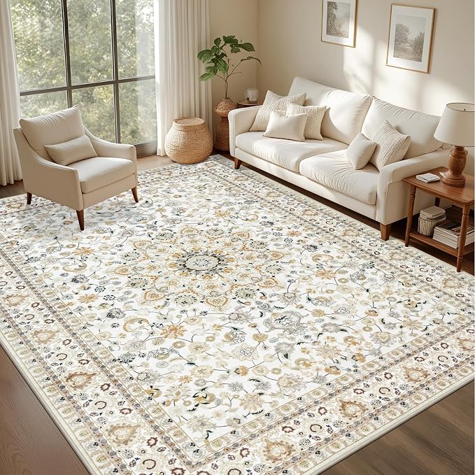 5x7 Area Rugs Living Room Rug: Washable Vintage Boho Rug No Slip Stain - Image 3