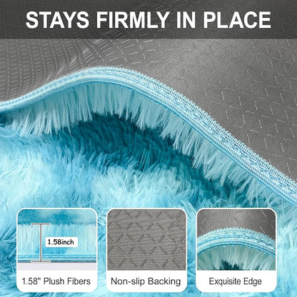 Light Blue Fluffy Rug for Bedroom Living Room, 2x6 ft Soft Sky Blue Bedroom - Image 6