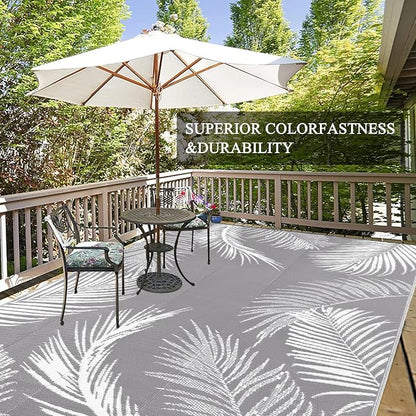 Pauwer Waterproof Outdoor Rug 9x12, Reversible Plastic Straw Patio Camping Rug - Image 6