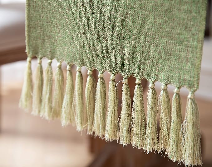 Green Table Runners 48 Inches Long, Burlap Linen Style Rustic Farmhouse Table - Image 6