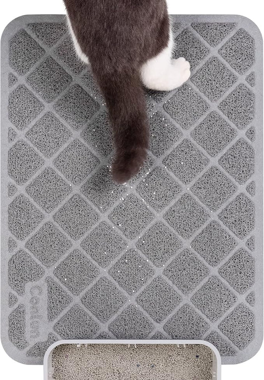 Conlun PVC Cat Litter Mat 24x15 Inch Grey, Less Waste Cat Litter Box Mat by Conlun