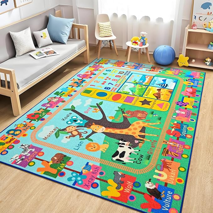 Kids Rug for Playroom, 5x7 ABC Educational Carpet for Classroom, Fun Alphabet by Unknown