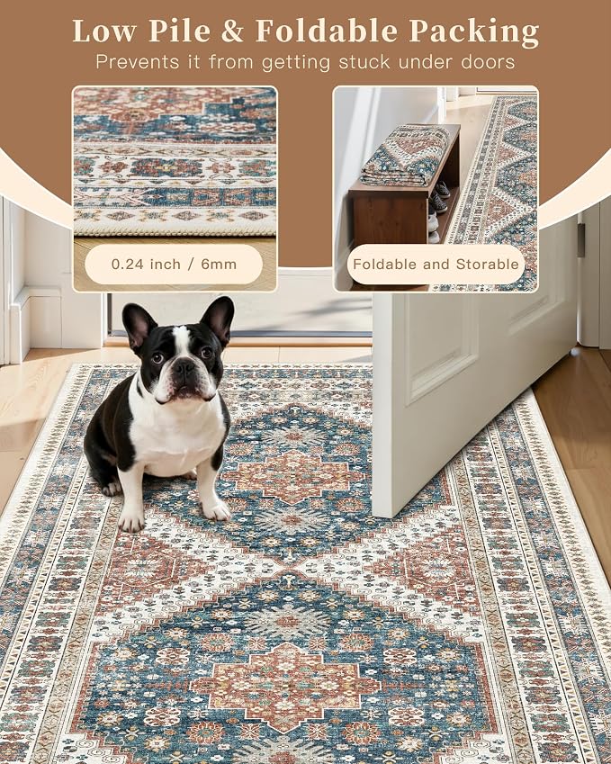 Madane Runner Rug 2x8, Washable Hallway Runner Rugs, Non-Slip Low-Pile Soft - Image 7