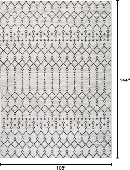 JONATHAN Y Moroccan Geometric Indoor Outdoor Area Rug 9X12 Cream/Black - Image 2