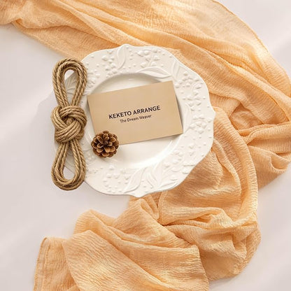 10Pcs Deep Beige Cheesecloth Table Runner 120 Inches - Image 2