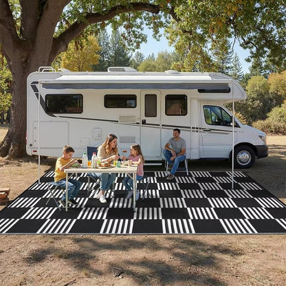 Garvee Waterproof Outdoor Rug 8x10, Checkered Foldable Plastic Straw Patio - Image 7