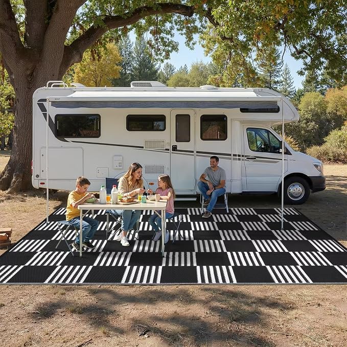 Garvee Waterproof Outdoor Rug 10x14, Checkered Foldable Plastic Straw Patio - Image 7