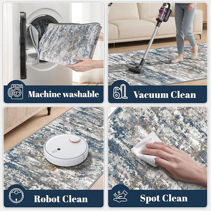Runners for Hallways Ultra Non-Slip 2x8 Washable Kitchen Rug Abstract Tear and - Image 4