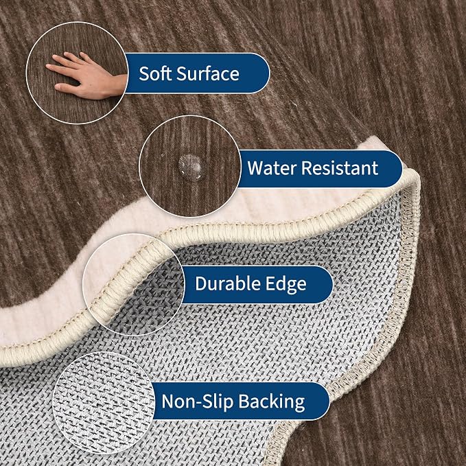GarveeHome Scalloped Area Rug 4x6 Washable Rug Modern Traditional Floor Cover - Image 4
