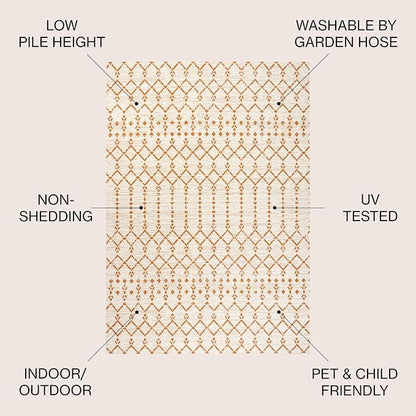 JONATHAN Y Moroccan Geometric Indoor Outdoor Square Area Rug 5X5 Cream/Orange - Image 2