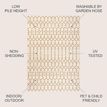 JONATHAN Y Moroccan Geometric Indoor Outdoor Area Rug 9X12 Cream/Orange - Image 3