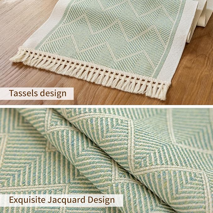 14x107 Geometric Table Runner Waterproof Boho Dresser Scarf Tassels | Planning - Image 3