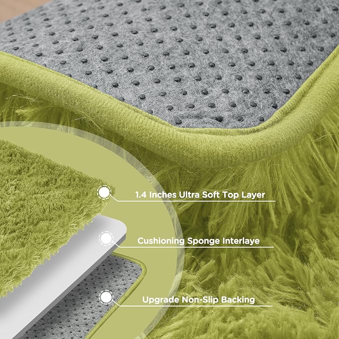 Green Grass Shag Area Rug for Bedroom, 4x6 Fluffy Shaggy Rugs for Living Room - Image 7