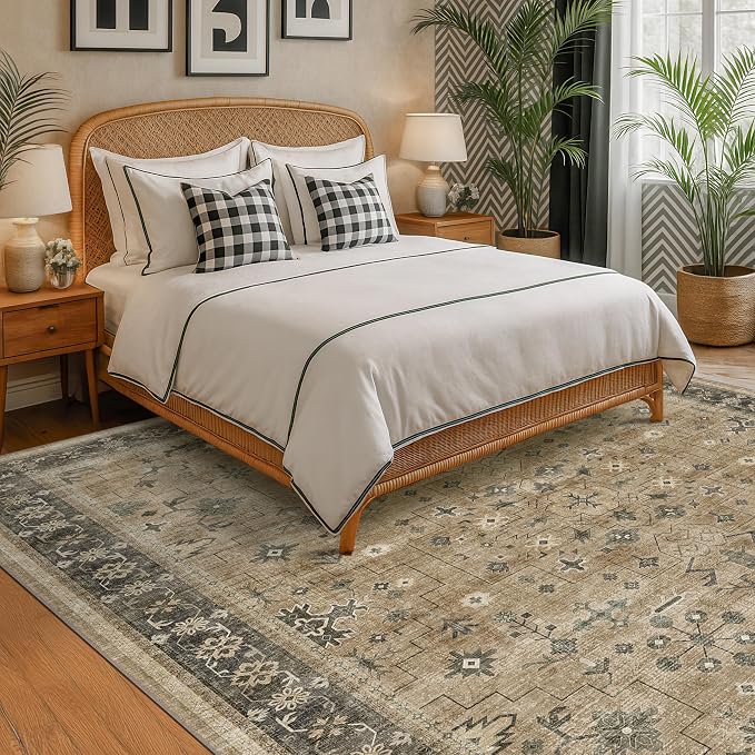 Taupe and Sage 8x10 Living Room Rug, Oriental Large Area Rug - Image 6